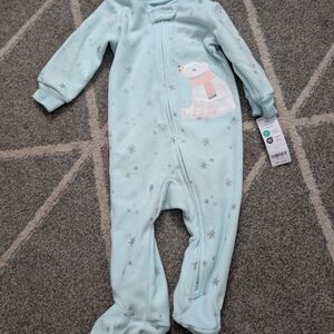 Carter's Light Blue Polar‎ Bear Footie 6-9 Months